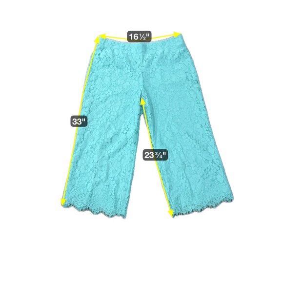 Isaac Mizrahi Live! Floral Lace Knit Culotte Pants Turquoise Sz Large Boho - Picture 8 of 13